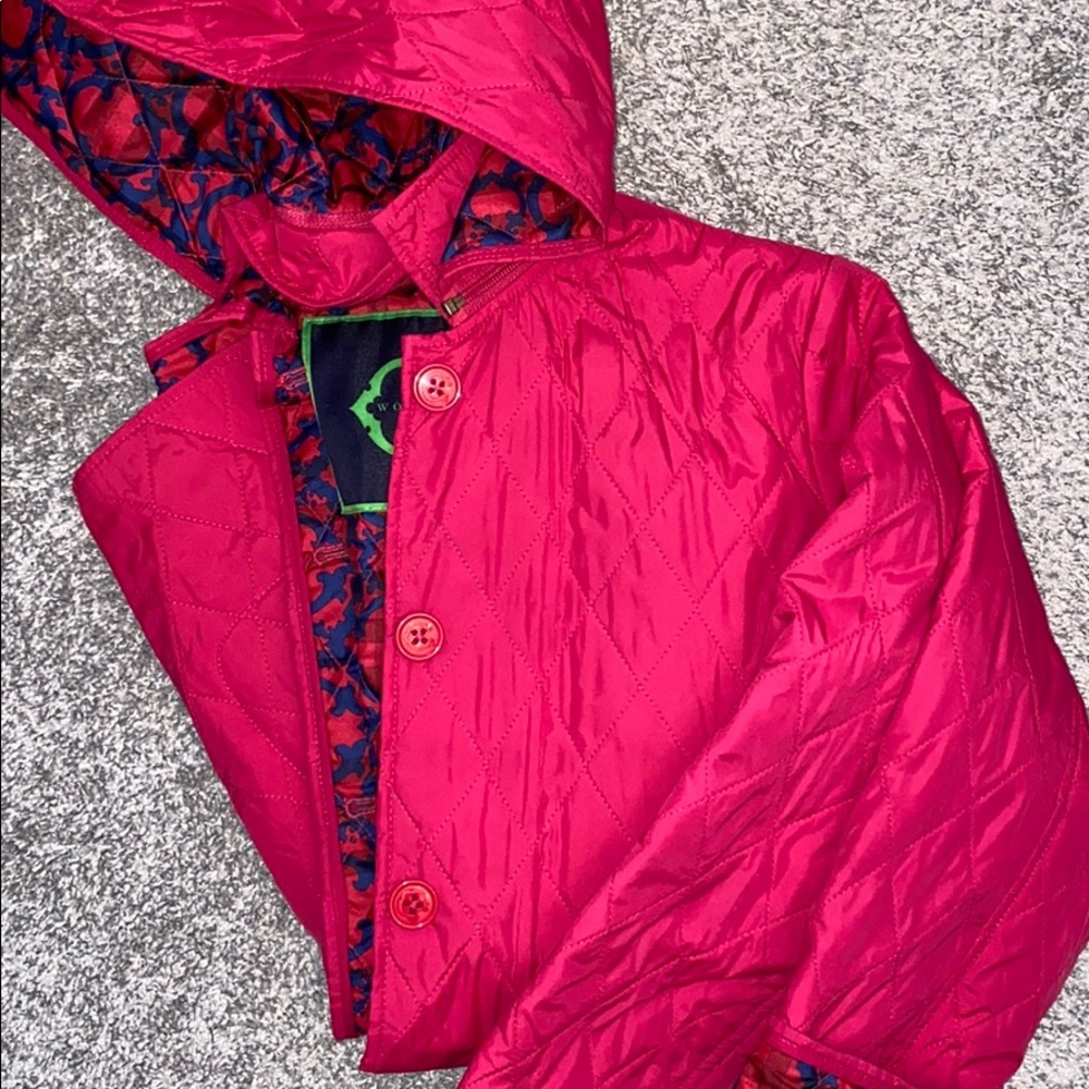 Fuchsia quilted rain coat
